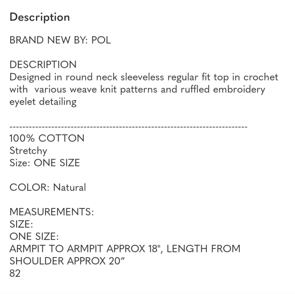POL Natalie Lace Crochet Crop Top Cream - Picture 5 of 10